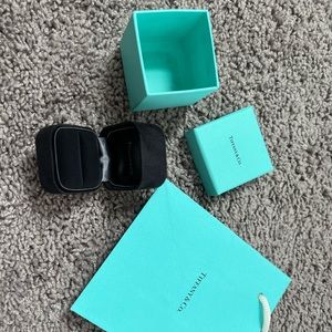 Tiffany black suede ring ring box and blue box with bag